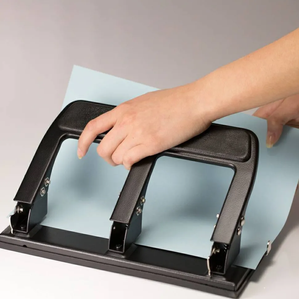 OIC Heavy-Duty Padded Handle 3-Hole Punch, Black