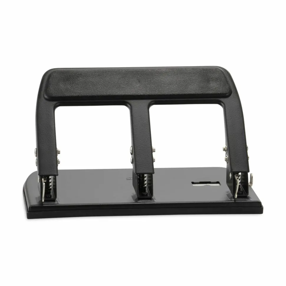 OIC Heavy-Duty Padded Handle 3-Hole Punch, Black