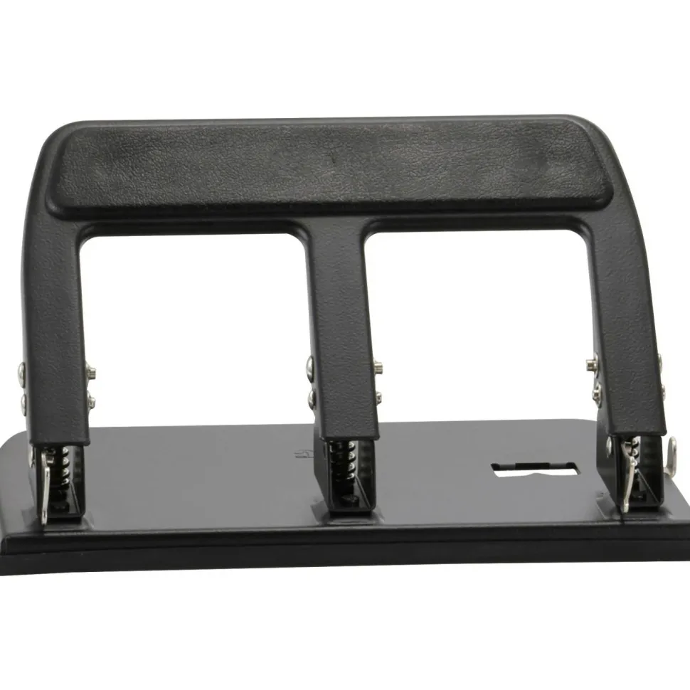 OIC Heavy-Duty Padded Handle 3-Hole Punch, Black