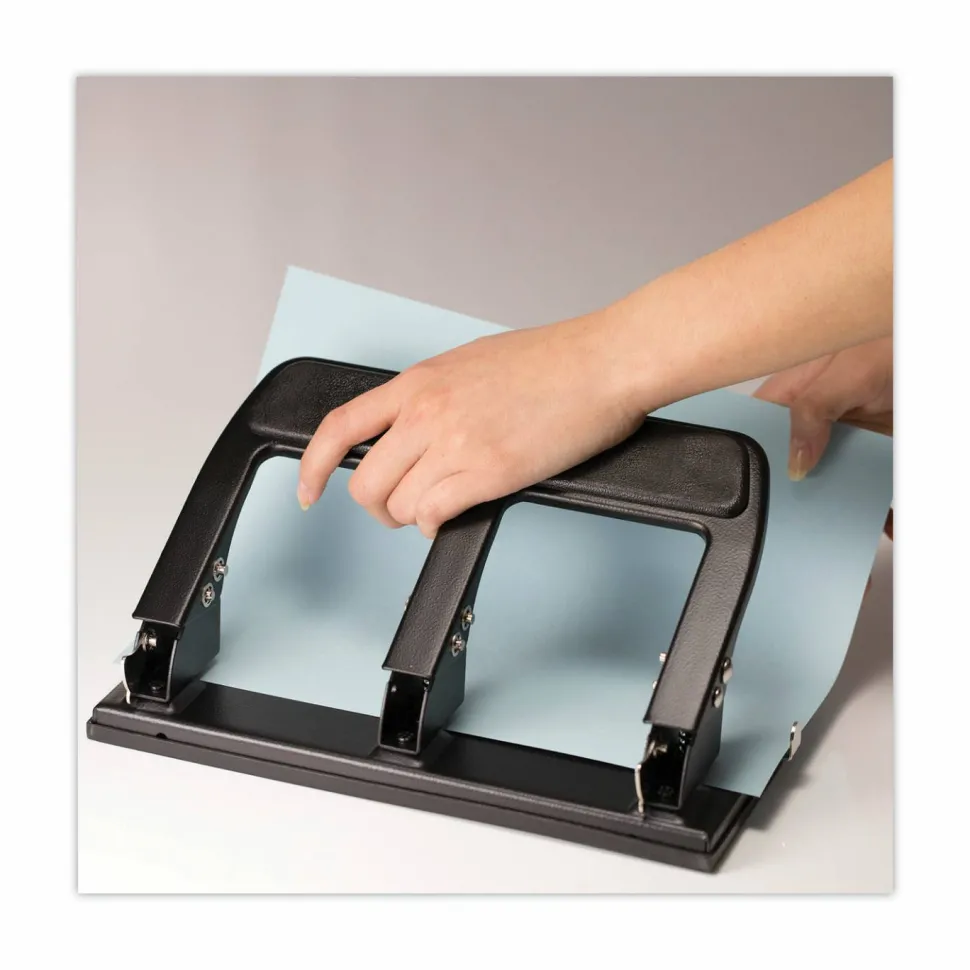 OIC Heavy-Duty Padded Handle 3-Hole Punch, Black