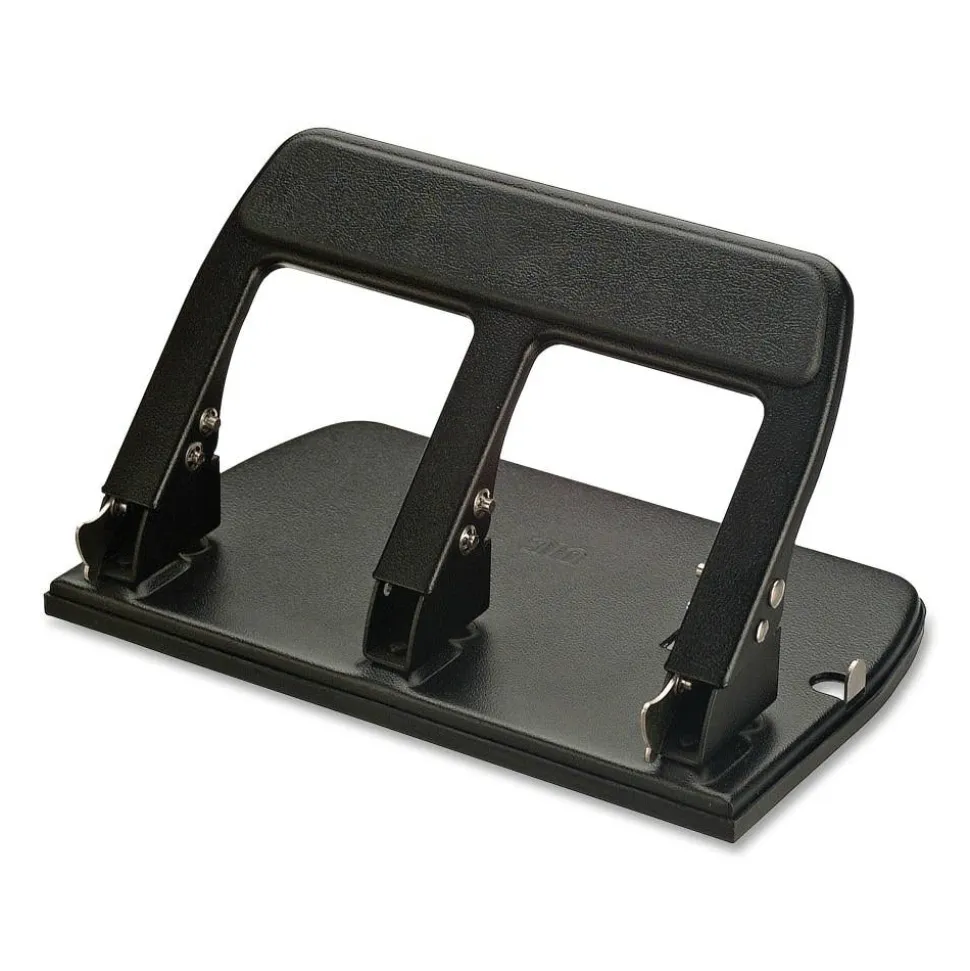 OIC Heavy-Duty Padded Handle 3-Hole Punch, Black
