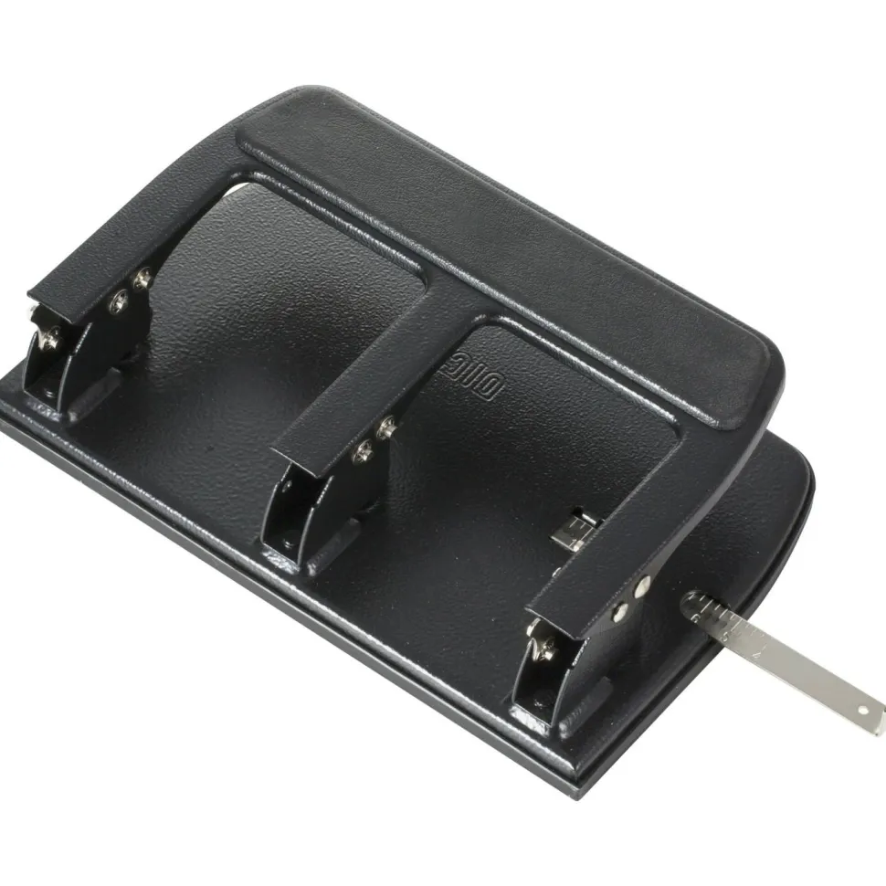 OIC Heavy-Duty Padded Handle 3-Hole Punch, Black