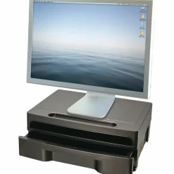 OIC Monitor Stand With Drawer, Black