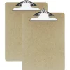 OIC 100% Recycled Hardboard Clipboards, Letter Size, 9" x 12 1/2", Brown, Pack Of 2