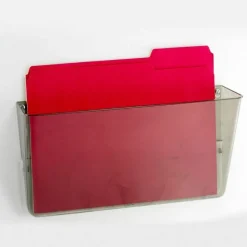 OIC Wall Mountable Plastic Space-Saving Files, 7" x 13" x 4.1", Smoke, Carton Of 4
