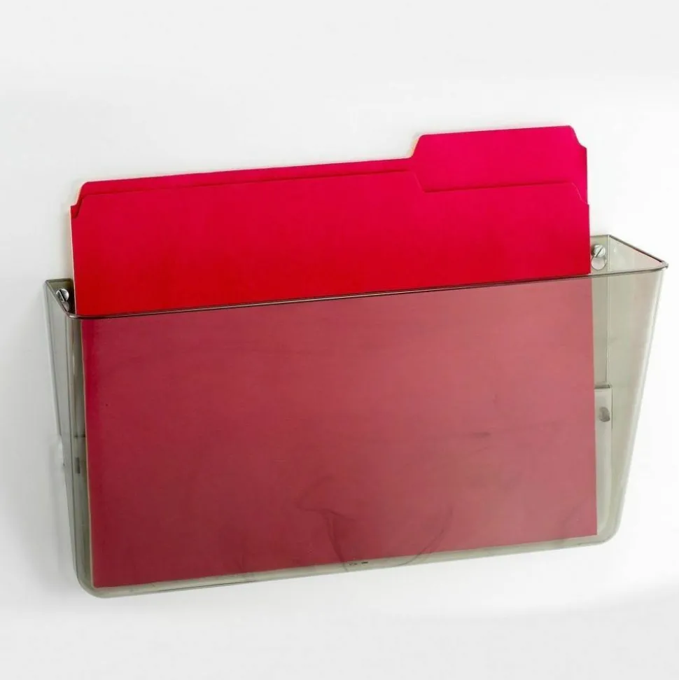 OIC Wall Mountable Plastic Space-Saving Files, 7" x 13" x 4.1", Smoke, Carton Of 4
