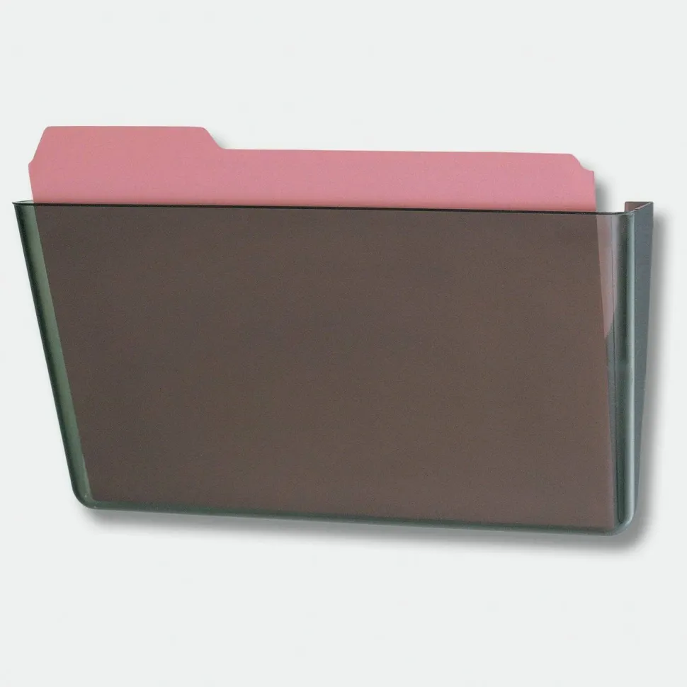 OIC Wall Mountable Plastic Space-Saving Files, 7" x 13" x 4.1", Smoke, Carton Of 4