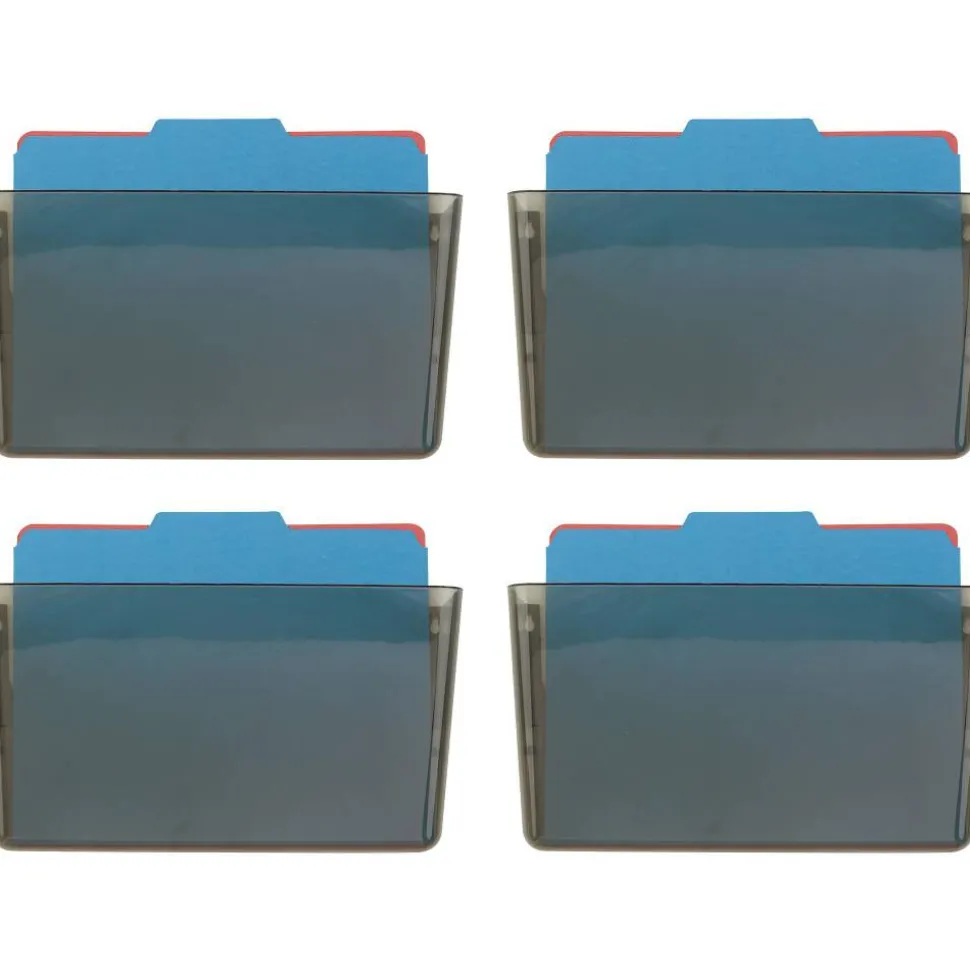 OIC Wall Mountable Plastic Space-Saving Files, 7" x 13" x 4.1", Smoke, Carton Of 4