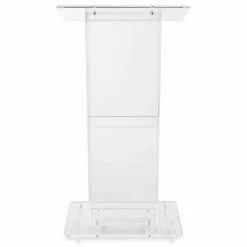 Oklahoma Sound Clear Acrylic Lectern with Shelf, 24 x 15 x 46, Clear