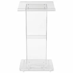 Oklahoma Sound Clear Acrylic Lectern with Shelf, 24 x 15 x 46, Clear