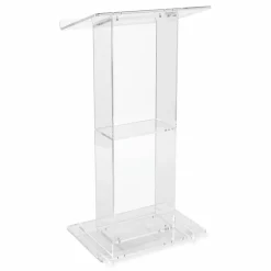 Oklahoma Sound Clear Acrylic Lectern with Shelf, 24 x 15 x 46, Clear