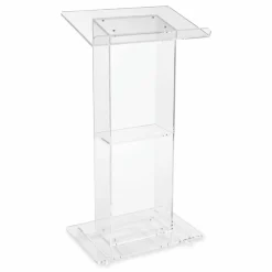 Oklahoma Sound Clear Acrylic Lectern with Shelf, 24 x 15 x 46, Clear