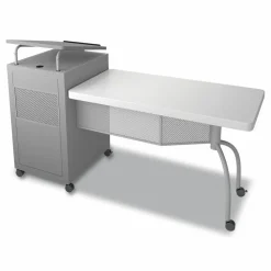 Oklahoma Sound Edupod Teacher's Desk and Lectern Combo, 24" x 68" x 45", Gray Hammer Tone