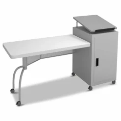 Oklahoma Sound Edupod Teacher's Desk and Lectern Combo, 24" x 68" x 45", Gray Hammer Tone