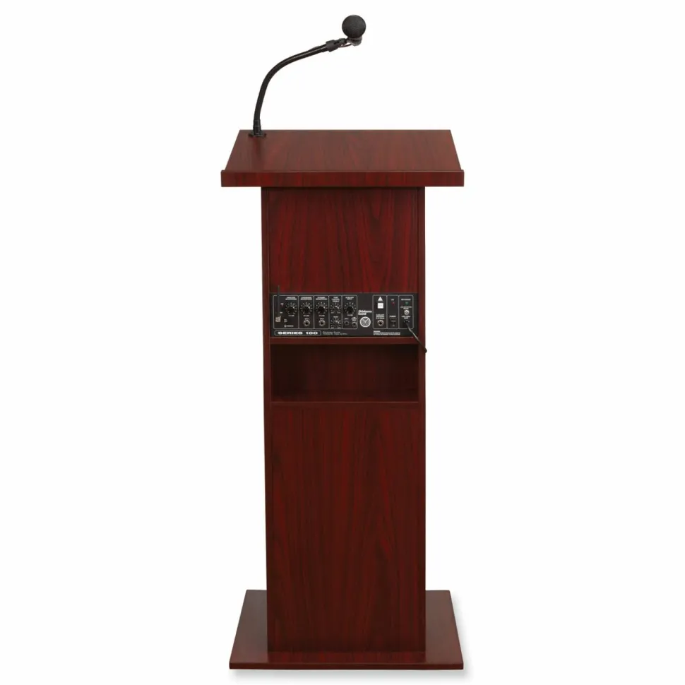 Oklahoma Sound Power Plus Lectern, 22 x 17 x 46, Mahogany