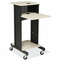 Oklahoma Sound Premium Presentation Cart, 4 Shelves, 18" x 30" x 40.5", Ivory/Black