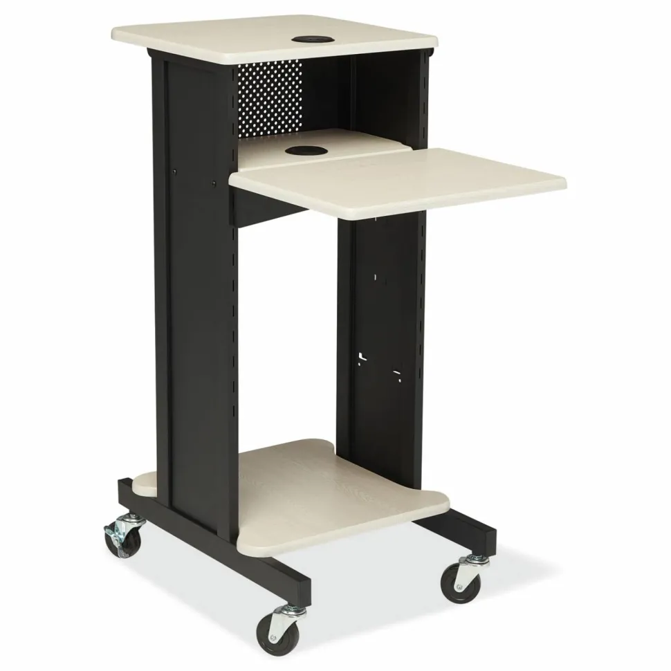 Oklahoma Sound Premium Presentation Cart, 4 Shelves, 18" x 30" x 40.5", Ivory/Black
