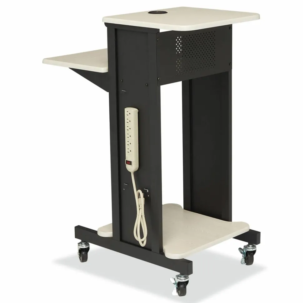 Oklahoma Sound Premium Presentation Cart, 4 Shelves, 18" x 30" x 40.5", Ivory/Black