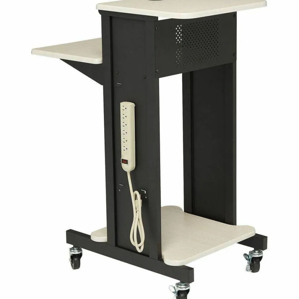 Oklahoma Sound Premium Presentation Cart, 4 Shelves, 18" x 30" x 40.5", Ivory/Black