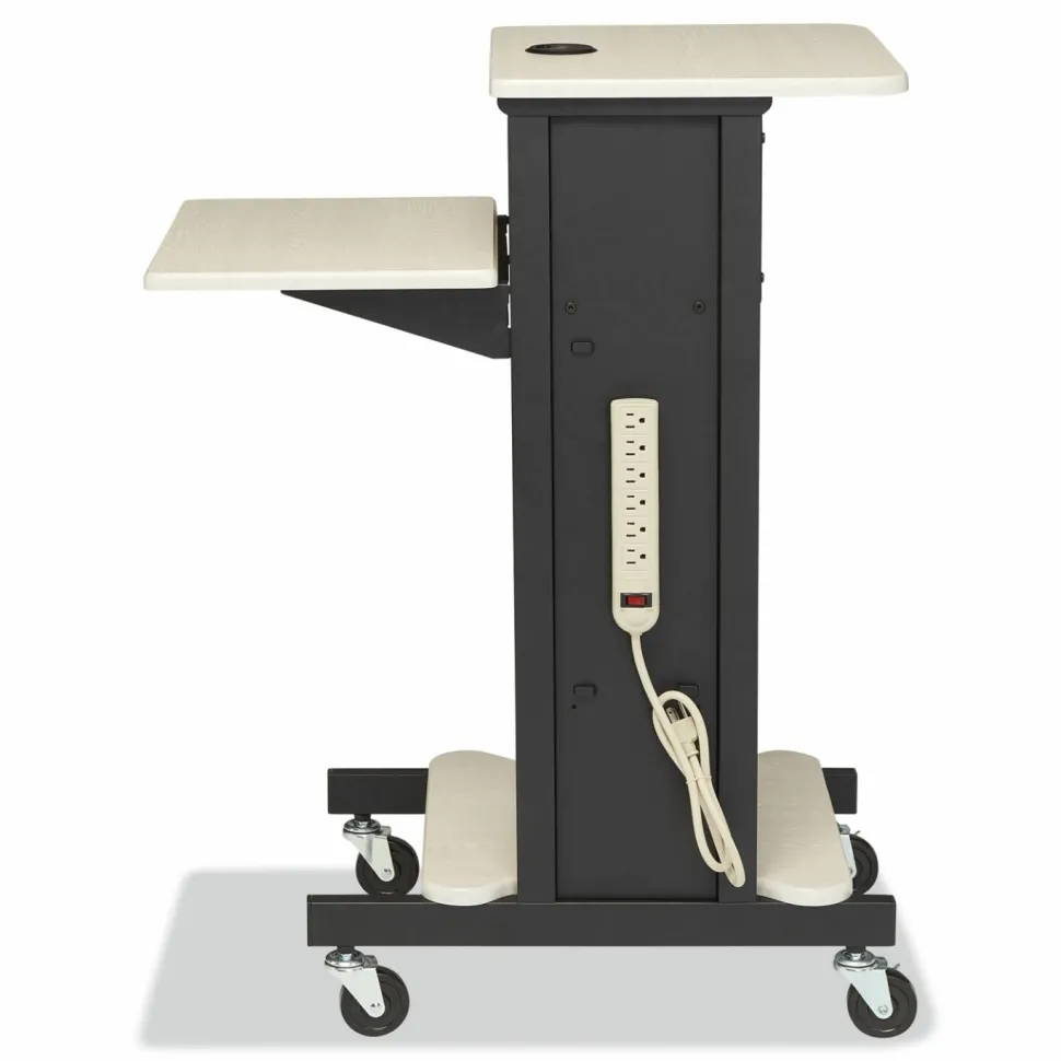 Oklahoma Sound Premium Presentation Cart, 4 Shelves, 18" x 30" x 40.5", Ivory/Black