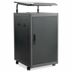 Oklahoma Sound Teacher's WorkPod Lectern, 20 x 24 x 41, Charcoal Slate/Black