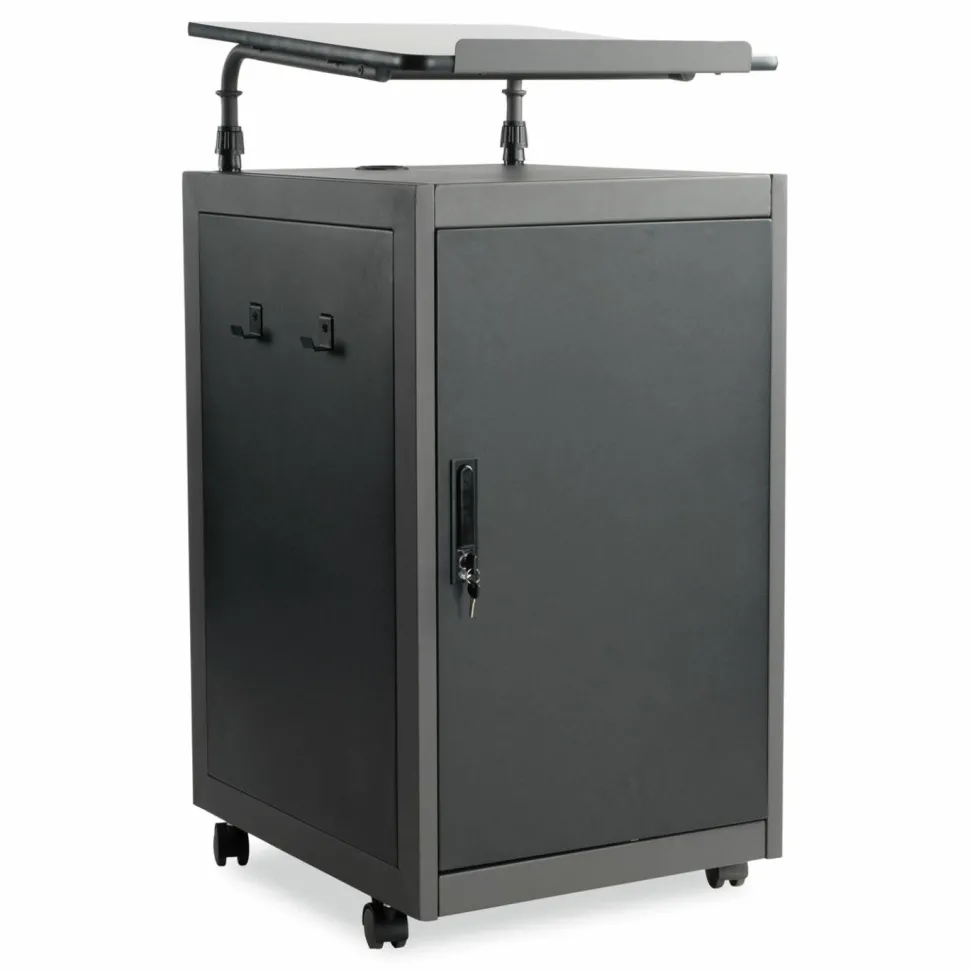 Oklahoma Sound Teacher's WorkPod Lectern, 20 x 24 x 41, Charcoal Slate/Black