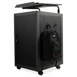 Oklahoma Sound Teacher's WorkPod Lectern, 20 x 24 x 41, Charcoal Slate/Black