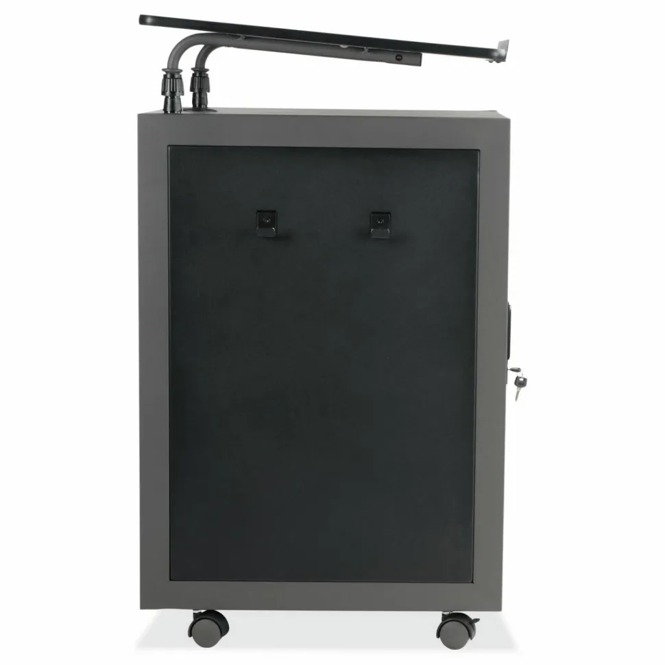 Oklahoma Sound Teacher's WorkPod Lectern, 20 x 24 x 41, Charcoal Slate/Black