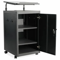 Oklahoma Sound Teacher's WorkPod Lectern, 20 x 24 x 41, Charcoal Slate/Black