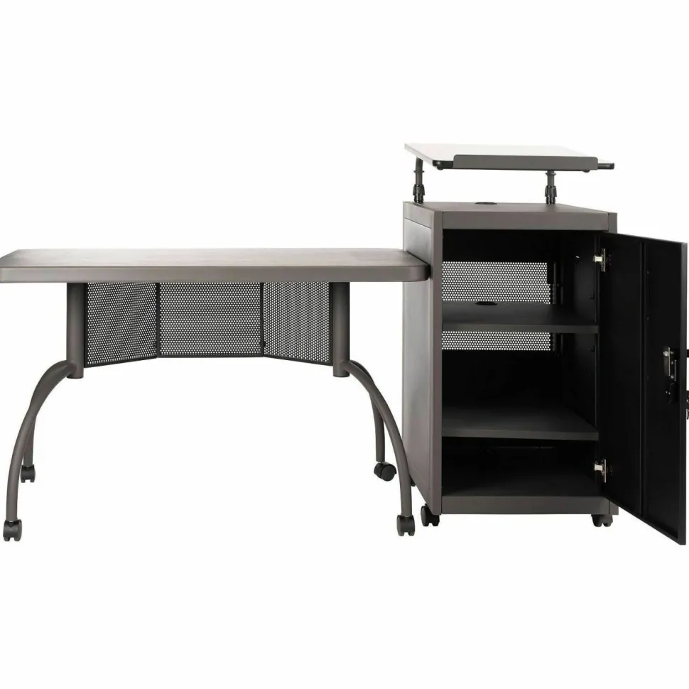 Oklahoma Sound Teacher's WorkPod Desk and Lectern Kit, 68" x 24" x 41", Charcoal Gray