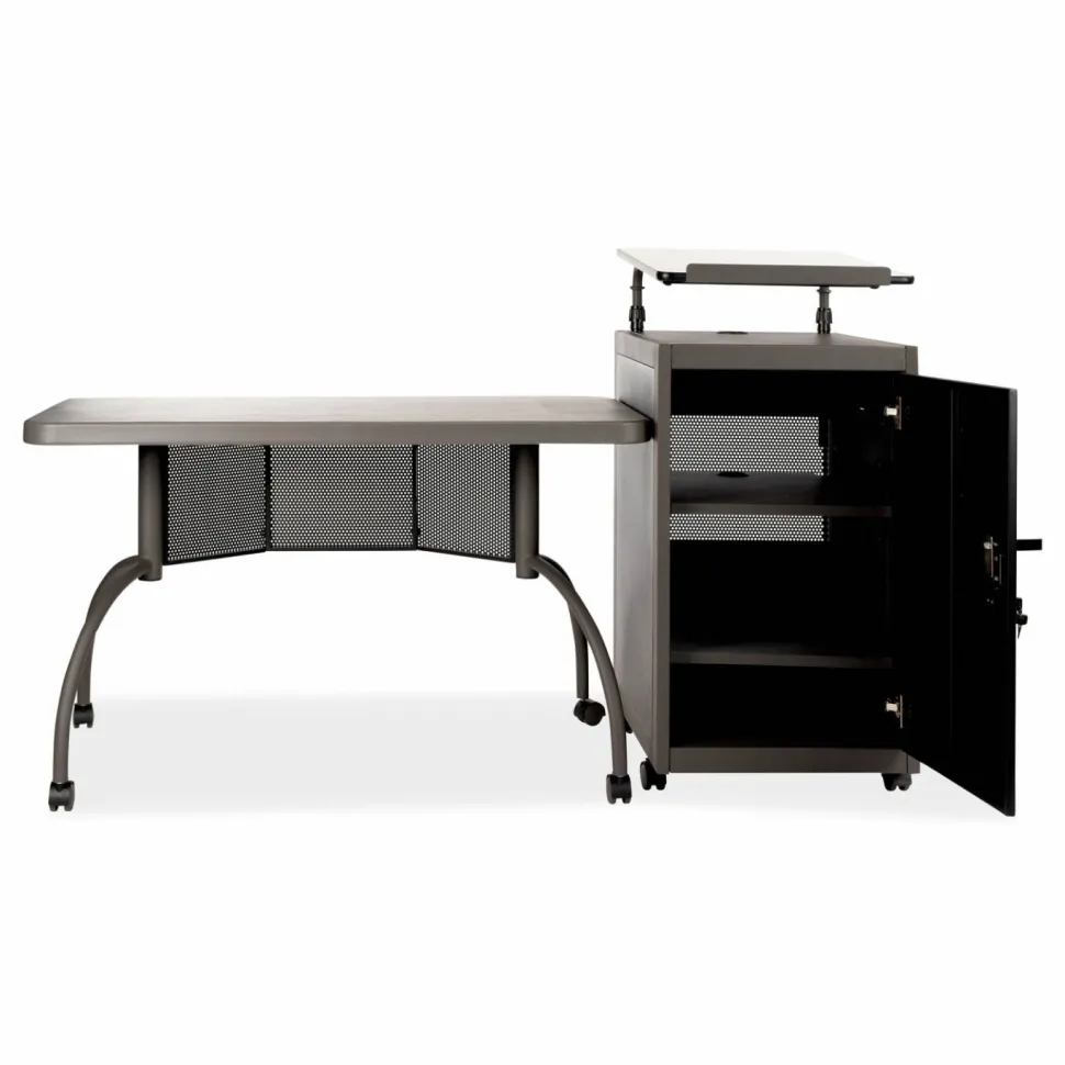 Oklahoma Sound Teacher's WorkPod Desk and Lectern Kit, 68" x 24" x 41", Charcoal Gray