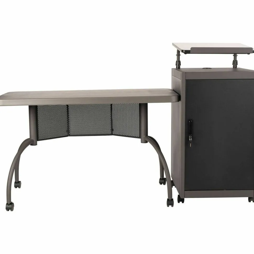 Oklahoma Sound Teacher's WorkPod Desk and Lectern Kit, 68" x 24" x 41", Charcoal Gray