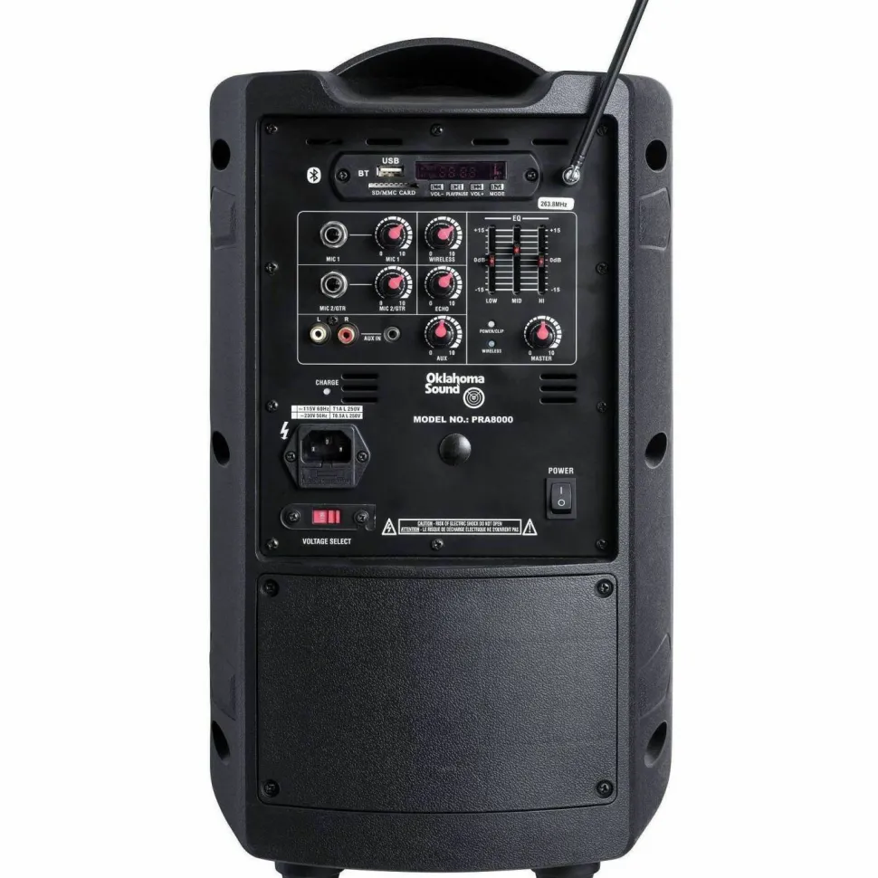 Oklahoma Sound Wireless PA System with Wireless Handheld Microphone, 40 W, Black