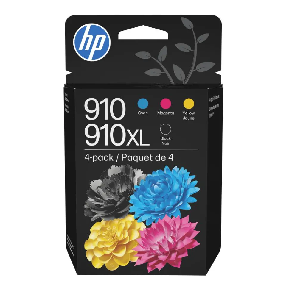 Original HP 910 Cyan Magenta Yellow/910XL Black Ink Cartridges 4-pack|HP OfficeJet 8010/8020/HP OfficeJet Pro 8020/8030 Series|Instant Ink Eligible