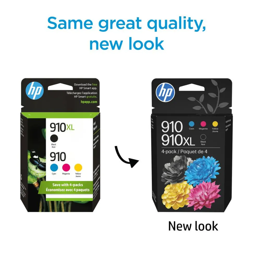 Original HP 910 Cyan Magenta Yellow/910XL Black Ink Cartridges 4-pack|HP OfficeJet 8010/8020/HP OfficeJet Pro 8020/8030 Series|Instant Ink Eligible