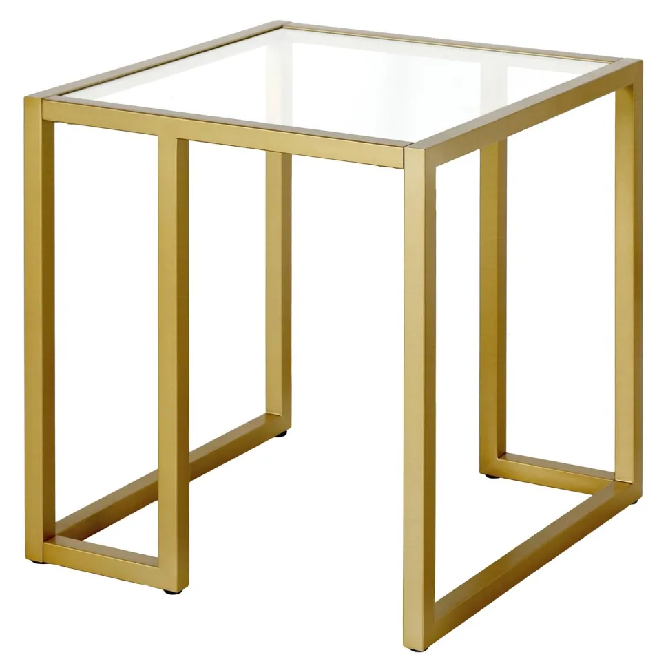 Oscar 20" Wide Square Side Table in Brass