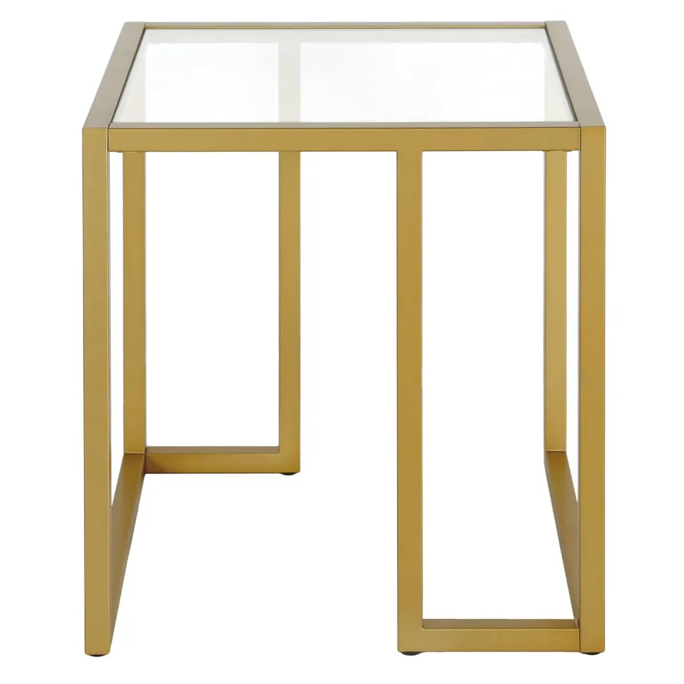 Oscar 20" Wide Square Side Table in Brass