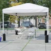Otis Portable Tailgate/Event Tent Set-10'x10' Wheeled White Pop Up Canopy Tent, 6-Foot Bi-Fold Table, 4 White Folding Chairs