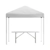 Otis 8'x8' White Pop Up Event Canopy Tent with Carry Bag and 6-Foot Bi-Fold Folding Table with Carrying Handle - Tailgate Tent Set