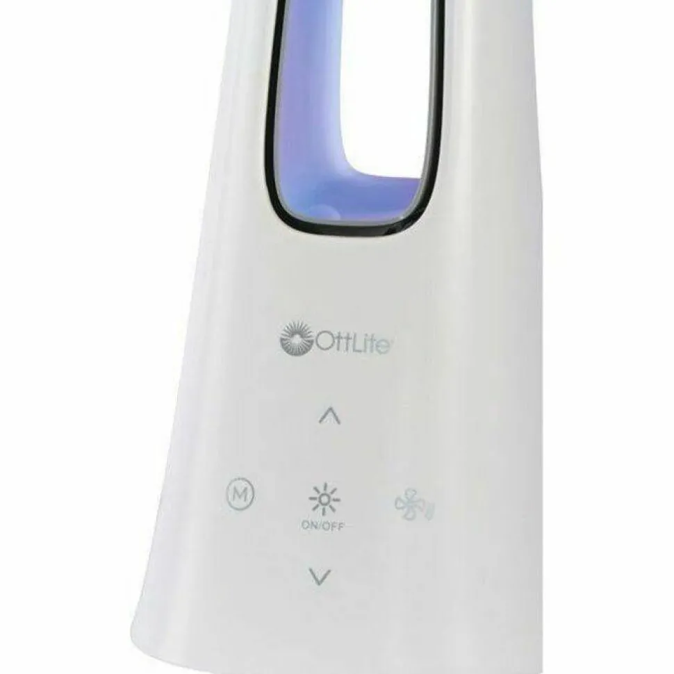 OttLite Cool Breeze Fan Lamp, 15" to 26.5" High, White