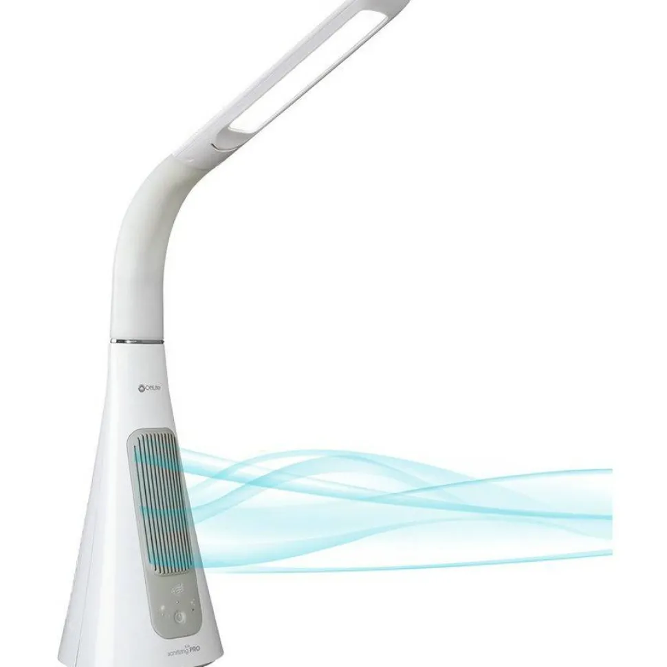 OttLite Wellness Series SanitizingPro LED Desk Lamp and UV Air Purifier, 15" to 25" High, White