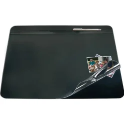 Overlay Desk Pad With Antimicrobial Treatment, 19" x 24", Black/Clear