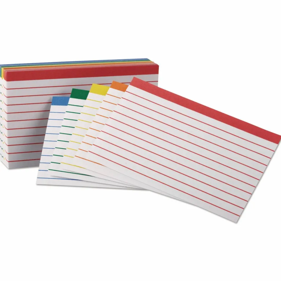 Oxford Color Coded Ruled Index Cards, 3 x 5, Assorted Colors, 100/Pack