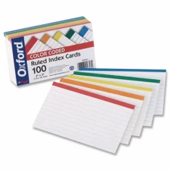 Oxford Color Coded Ruled Index Cards, 3 x 5, Assorted Colors, 100/Pack