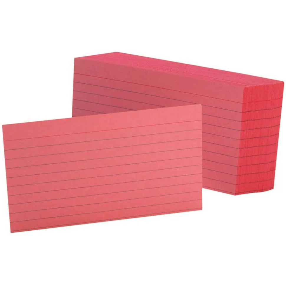Oxford Color Index Cards, Ruled, 3" x 5", Cherry, Pack Of 100