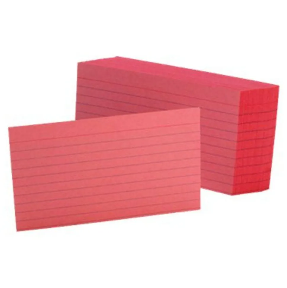 Oxford Color Index Cards, Ruled, 3" x 5", Cherry, Pack Of 100