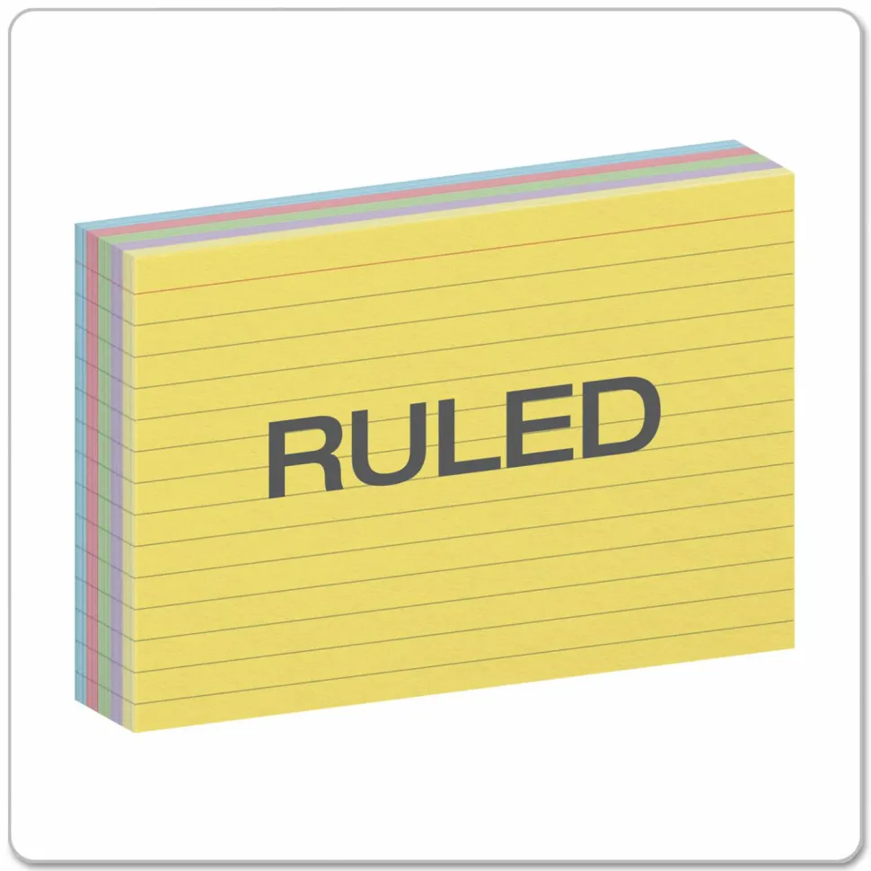 Oxford Index Cards, Ruled, 4" x 6", Assorted Colors, Pack Of 100