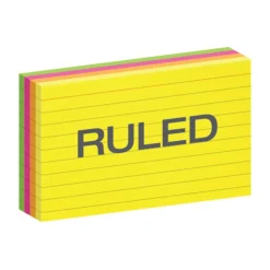 Oxford Neon Index Cards, 3" x 5", Ruled, Assorted Colors, 100 Per Pack