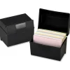 Oxford Plastic Index Card Boxes with Lids - External Dimensions: 6"x 4" - 400x Card - Flip Top Closure - Plastic - Black - - 01461