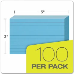 Oxford Ruled Index Cards, 3 x 5, Blue, 100/Pack